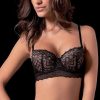 Intimo De Caro Calzature | Reggiseno Balconcino Chantal In Pizzo Imbottitura Soft Con Ferretto Nero