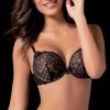 Intimo De Caro Calzature | Reggiseno Push-Up Elodie In Pizzo Imbottito Con Ferretto Coppa B Nero