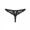 Intimo De Caro Calzature | Perizoma Letica Slip Aperto All'Inguine In Pizzo Nero