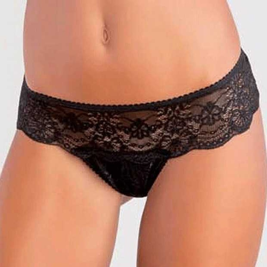 Intimo De Caro Calzature | Slip Jadea 1627 In Pizzo Elasticizzato Conf. Da 3 Pezzi Nero