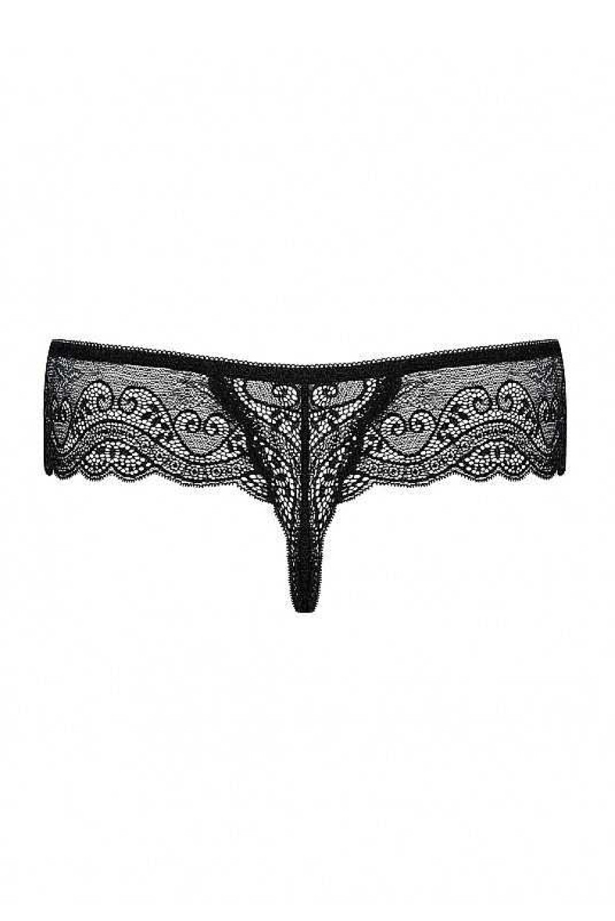 Intimo De Caro Calzature | Tanga Miamor Slip Brasiliana In Pizzo Con Gioielli Nero