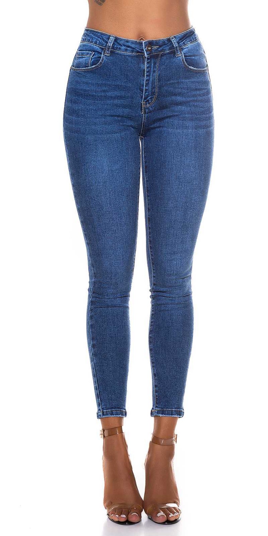 Abbigliamento De Caro Calzature Jeans | Jeans Carol Pantaloni Skinny Slim Fit Classici 5 Tasche Blu-Jeans