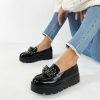 Calzature De Caro Calzature Sneakers | Mocassini Lucidi Mirty Sneakers Con Zeppa Platform Nero