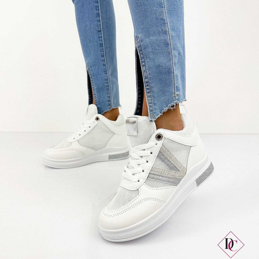 Calzature De Caro Calzature Sneakers | Sneakers Camille Tessuto Traspirante Con Zeppa Interna