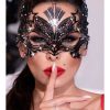 Intimo De Caro Calzature | Maschera 4325 Nera Filigranata Con Strass Nero