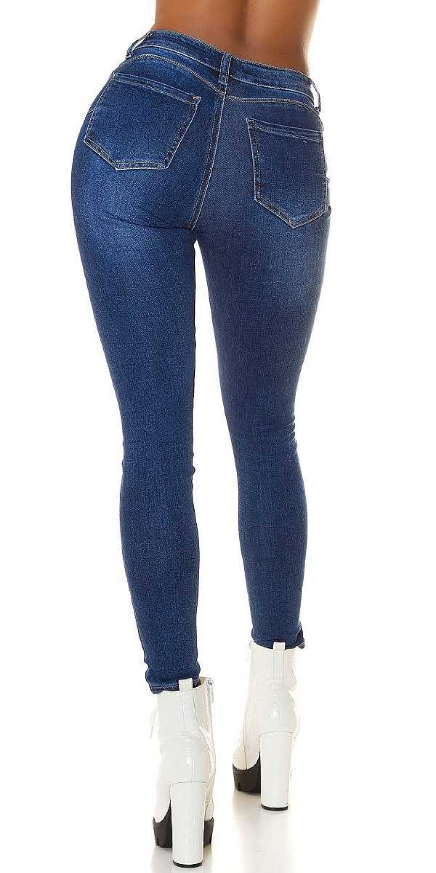 Abbigliamento De Caro Calzature Jeans | Jeans Skinny J4120 A Vita Alta Aderente Con 5 Bottoni