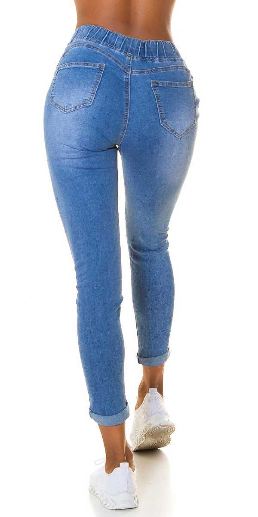 Abbigliamento De Caro Calzature Jeans | Jeans J6140 Comodo Con Elastico In Vita Skinny Fit Vita Alta Blu-Jeans