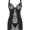 Intimo De Caro Calzature | Chemise Heartina Con Coppe E Ferretto Tessuto Elasticizzato Con Pizzo Nero